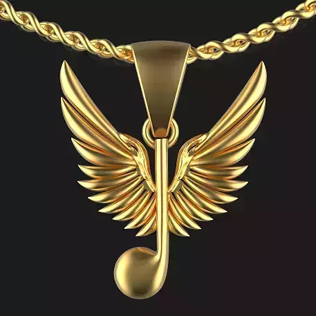 Musical Note Necklace pendant Silver Gold  Print