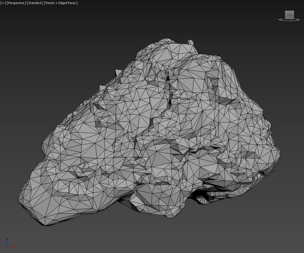 Low poly Damaged Lichen Rock 190907 Low-poly 3D model_9