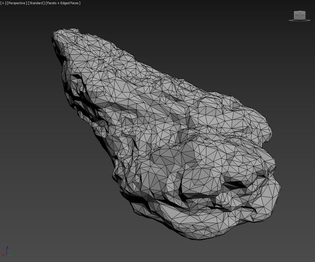 Low poly Damaged Lichen Rock 190907 Low-poly 3D model_41