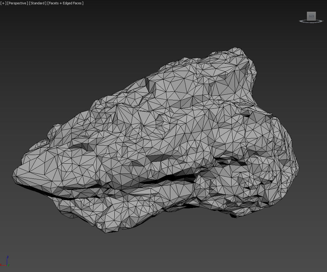 Low poly Damaged Lichen Rock 190907 Low-poly 3D model_5