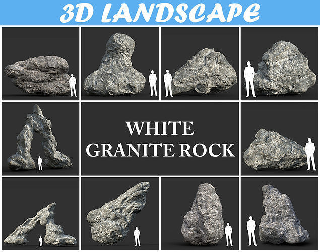 Low poly Damaged Granite Rock B 200101 Low-poly 3D model