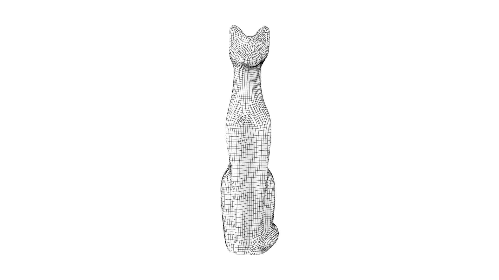 Statue - Cat Low-poly 3D model_9