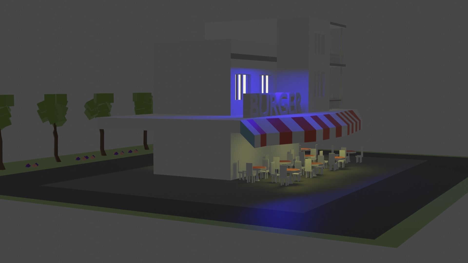 Burger Restaurant Free low-poly 3D model_1