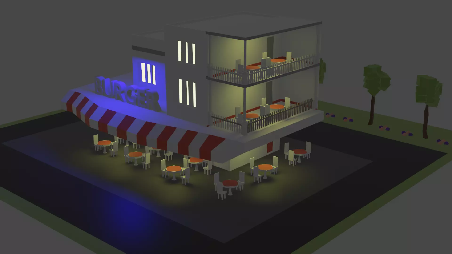 Burger Restaurant Free low-poly 3D model_0