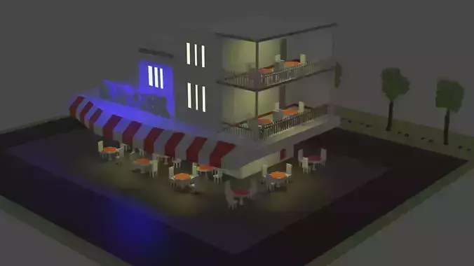 Burger Restaurant Free low-poly 3D model