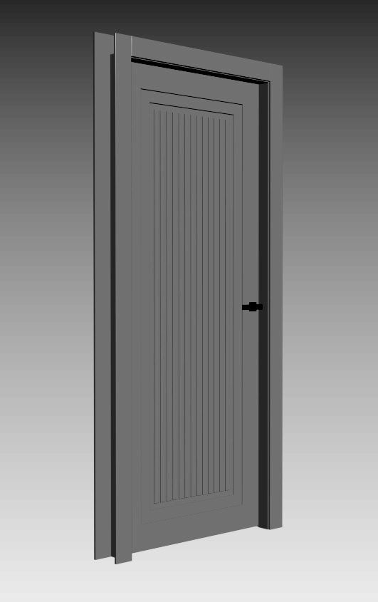 Art Deco interior door with a linear pattern 3D model_6