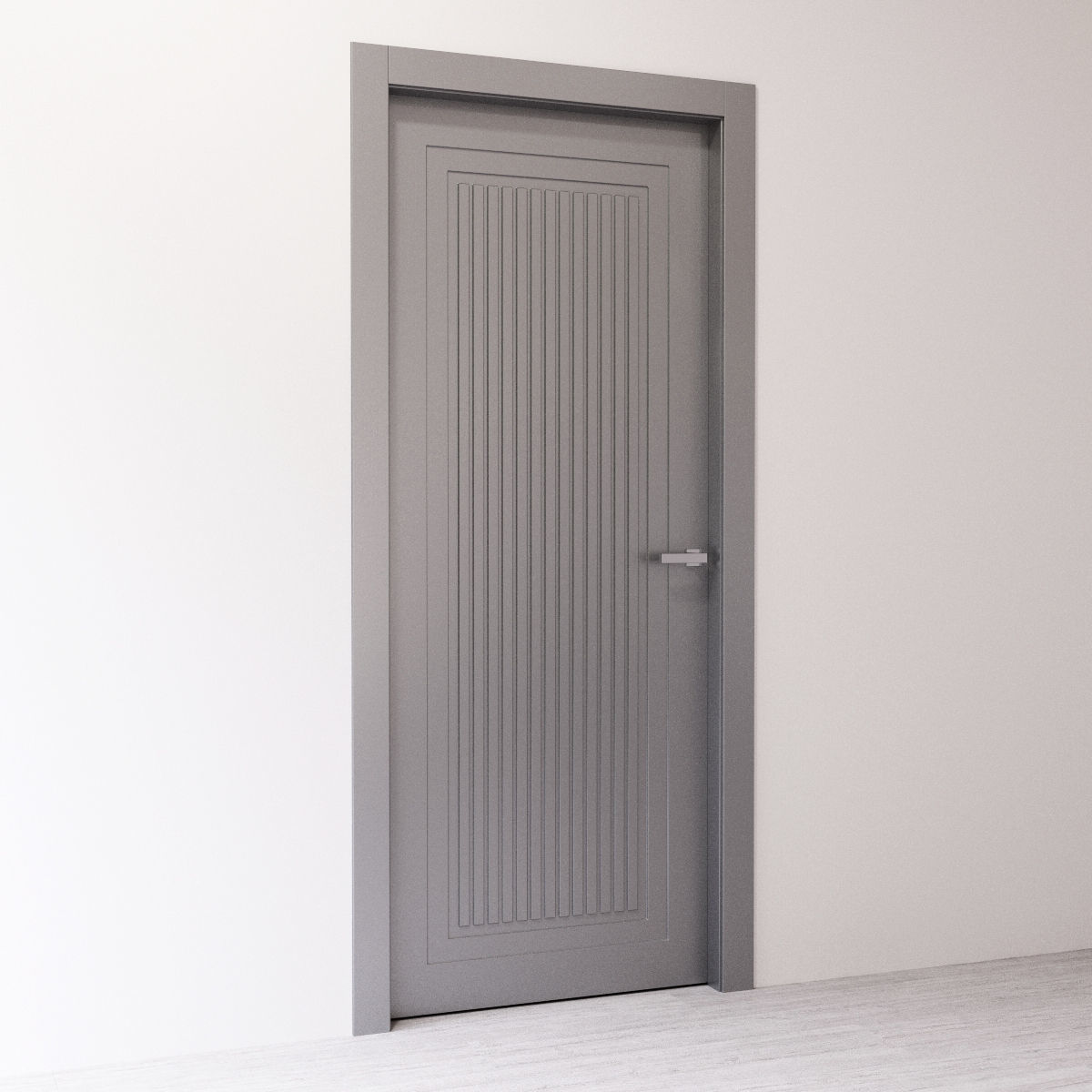 Art Deco interior door with a linear pattern 3D model_3