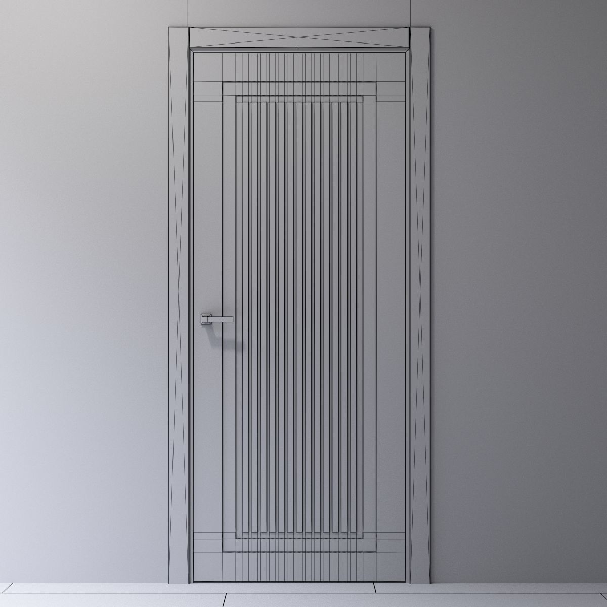 Art Deco interior door with a linear pattern 3D model_4
