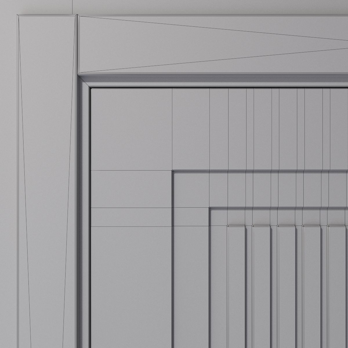 Art Deco interior door with a linear pattern 3D model_5
