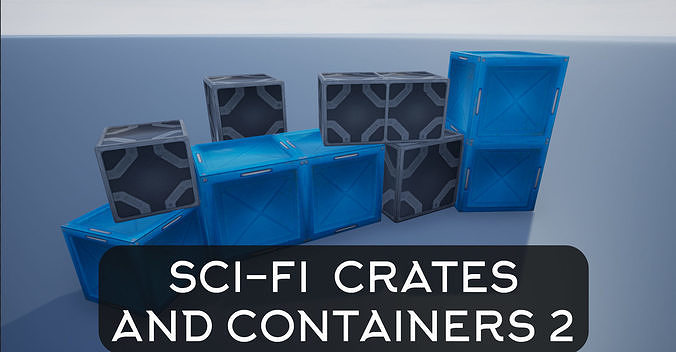 Lowpoly Sci-fi Crates And Containers 2 Low-poly 3D model