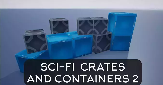 Lowpoly Sci-fi Crates And Containers 2 Low-poly 3D model