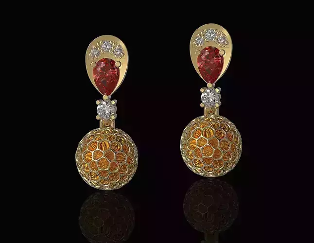 Brilliant spongy balls earrings 3D print model