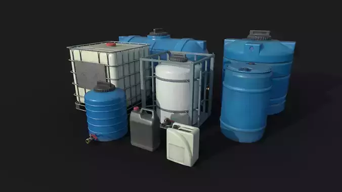 Plastic Water Tanks kit PBR Game Ready