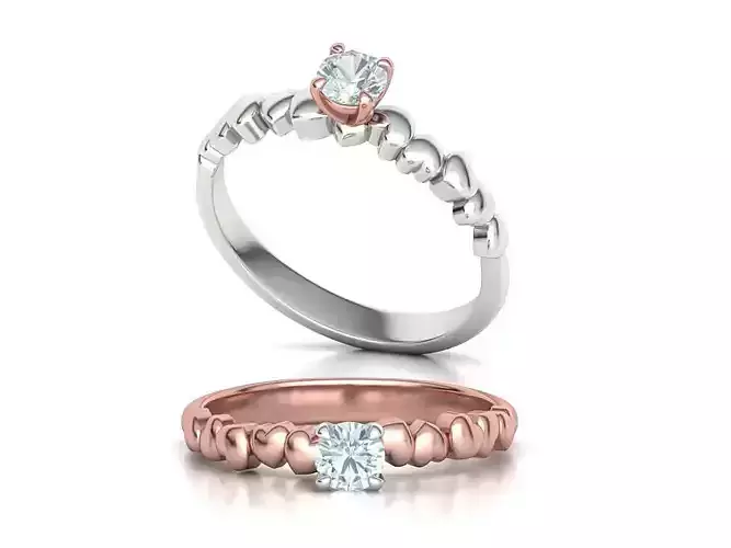 Solitaire Heart ring Promise ring 4mm Stone setting 3dmodel 3D print model
