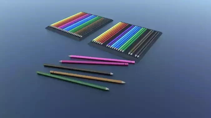 COLOR PENCIL Low-poly 3D model