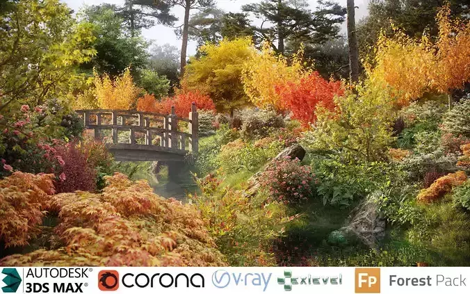Japanese plants - Include GrowFX and Mesh file  3D model