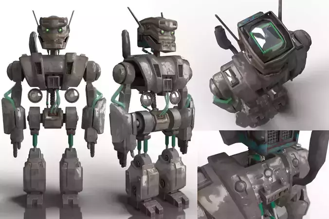 Old Robot Low-poly 3D model
