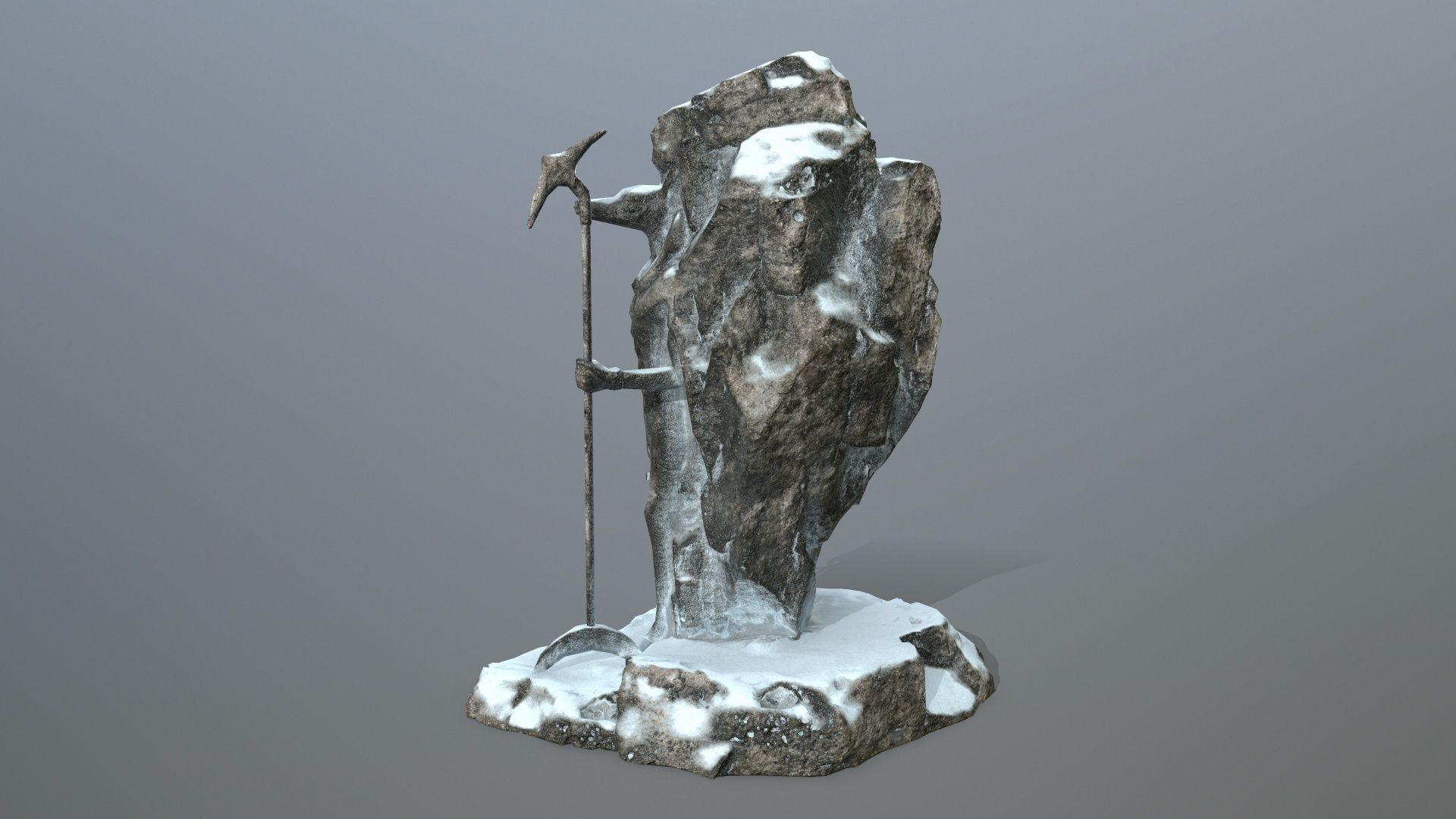 anibus statue with spear in snow Low-poly 3D model_6