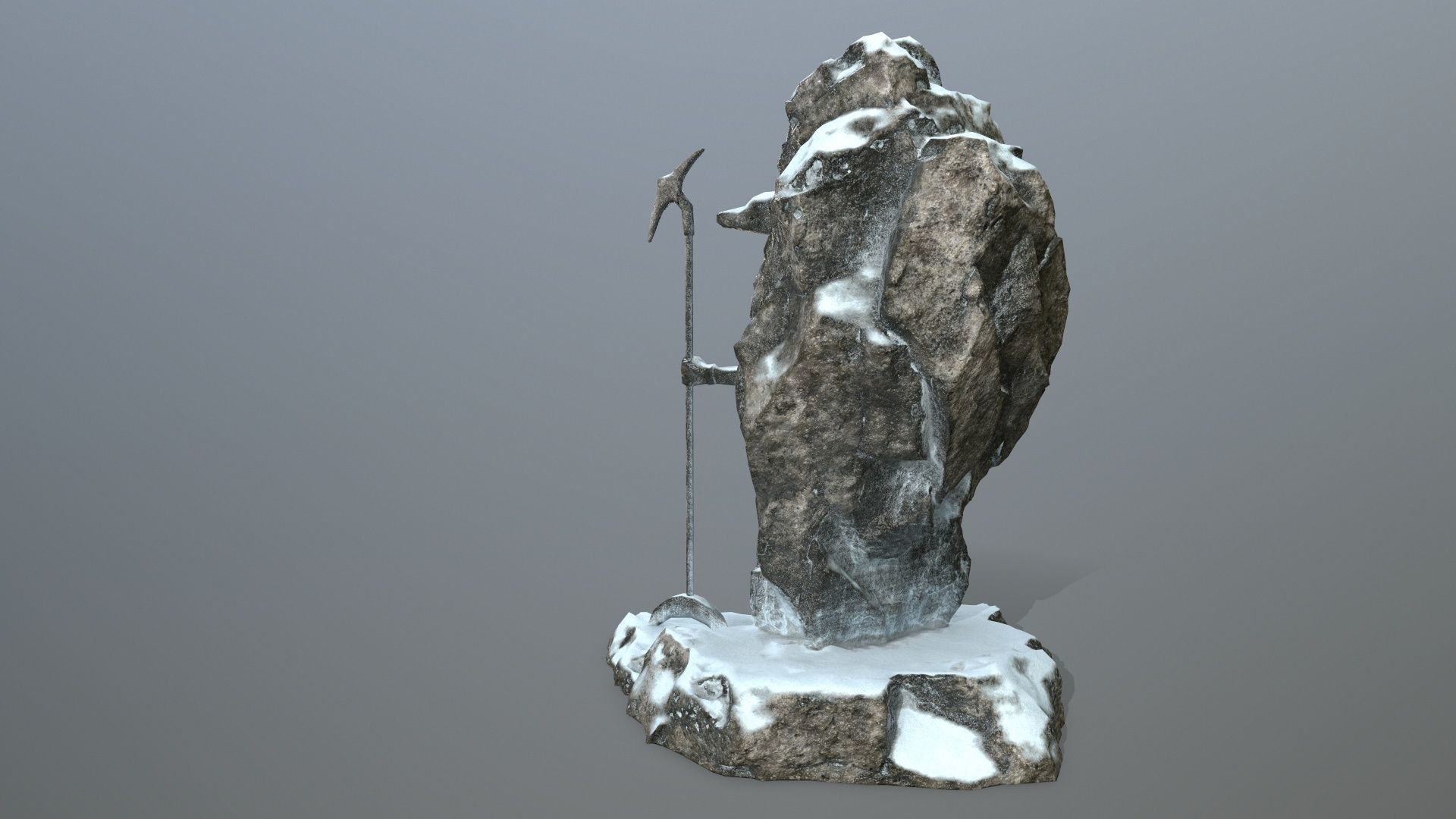 anibus statue with spear in snow Low-poly 3D model_5