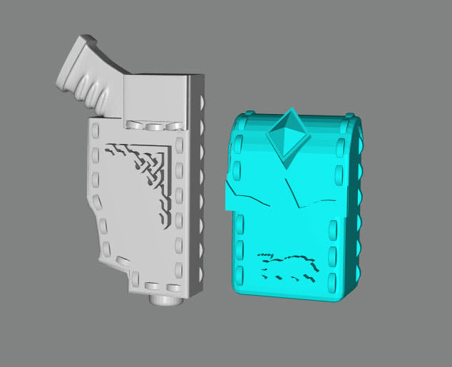 Pistol holster and pouch accessories for space viking wolves 3D print model_10