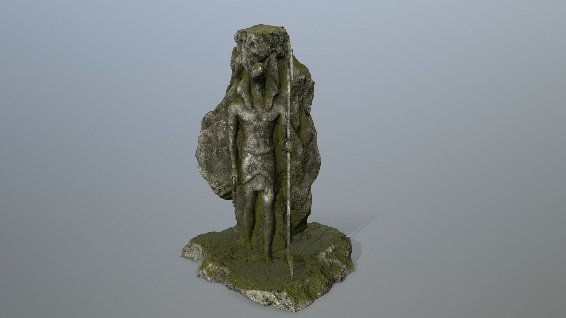 anibus statue of woman holding spear Low-poly 3D model_7