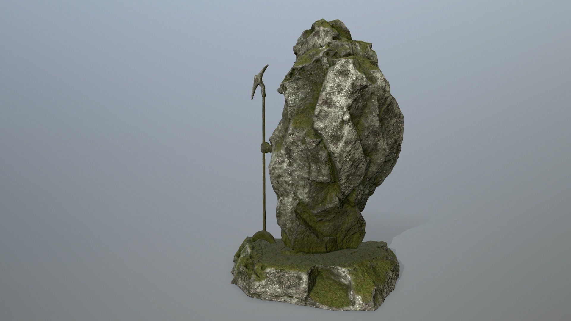 anibus statue of woman holding spear Low-poly 3D model_4