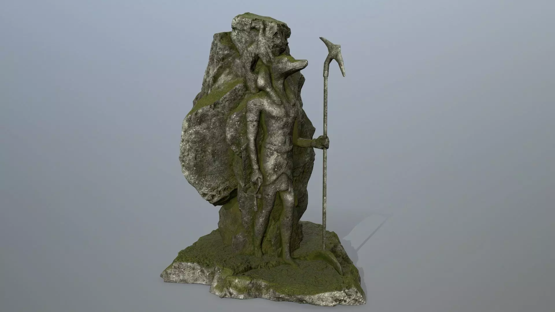 anibus statue of woman holding spear Low-poly 3D model_0