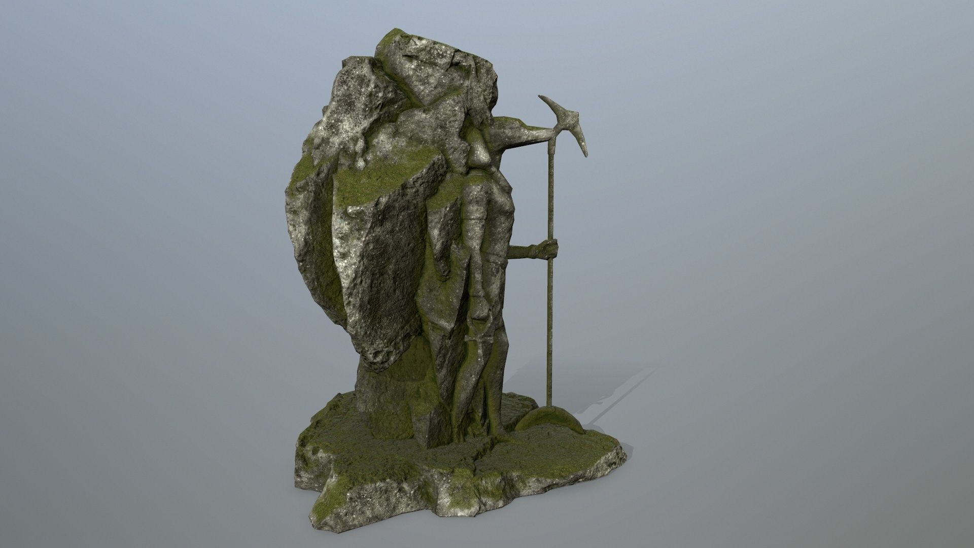 anibus statue of woman holding spear Low-poly 3D model_1