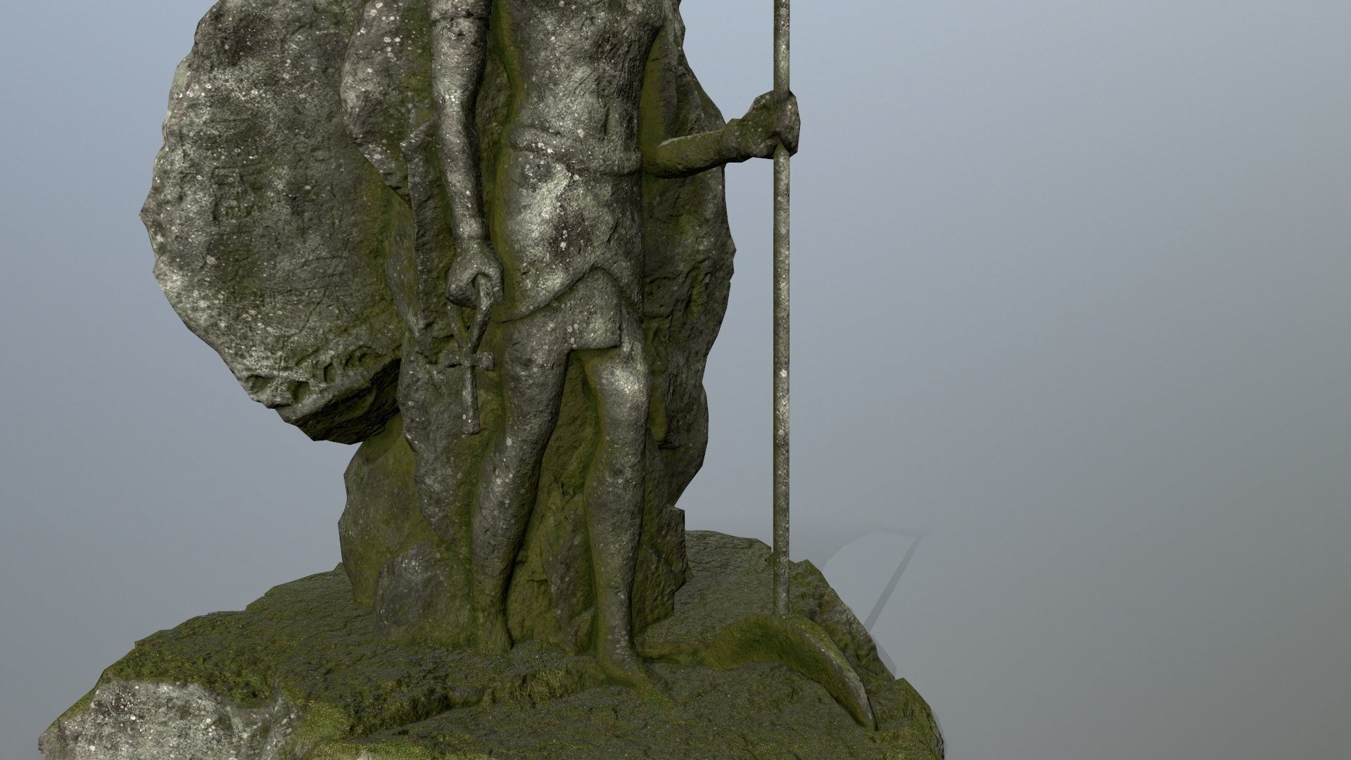 anibus statue of woman holding spear Low-poly 3D model_10