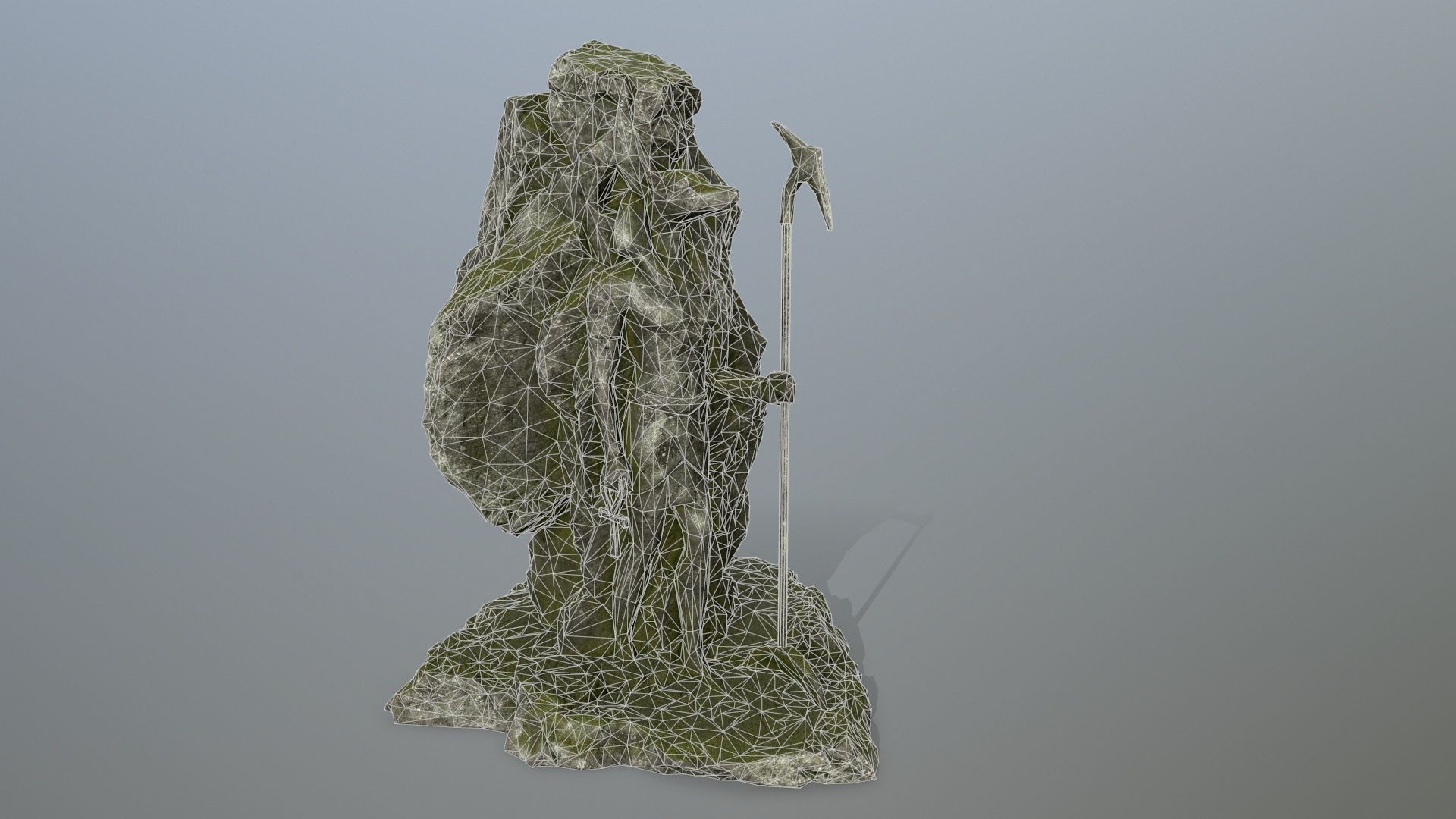 anibus statue of woman holding spear Low-poly 3D model_11