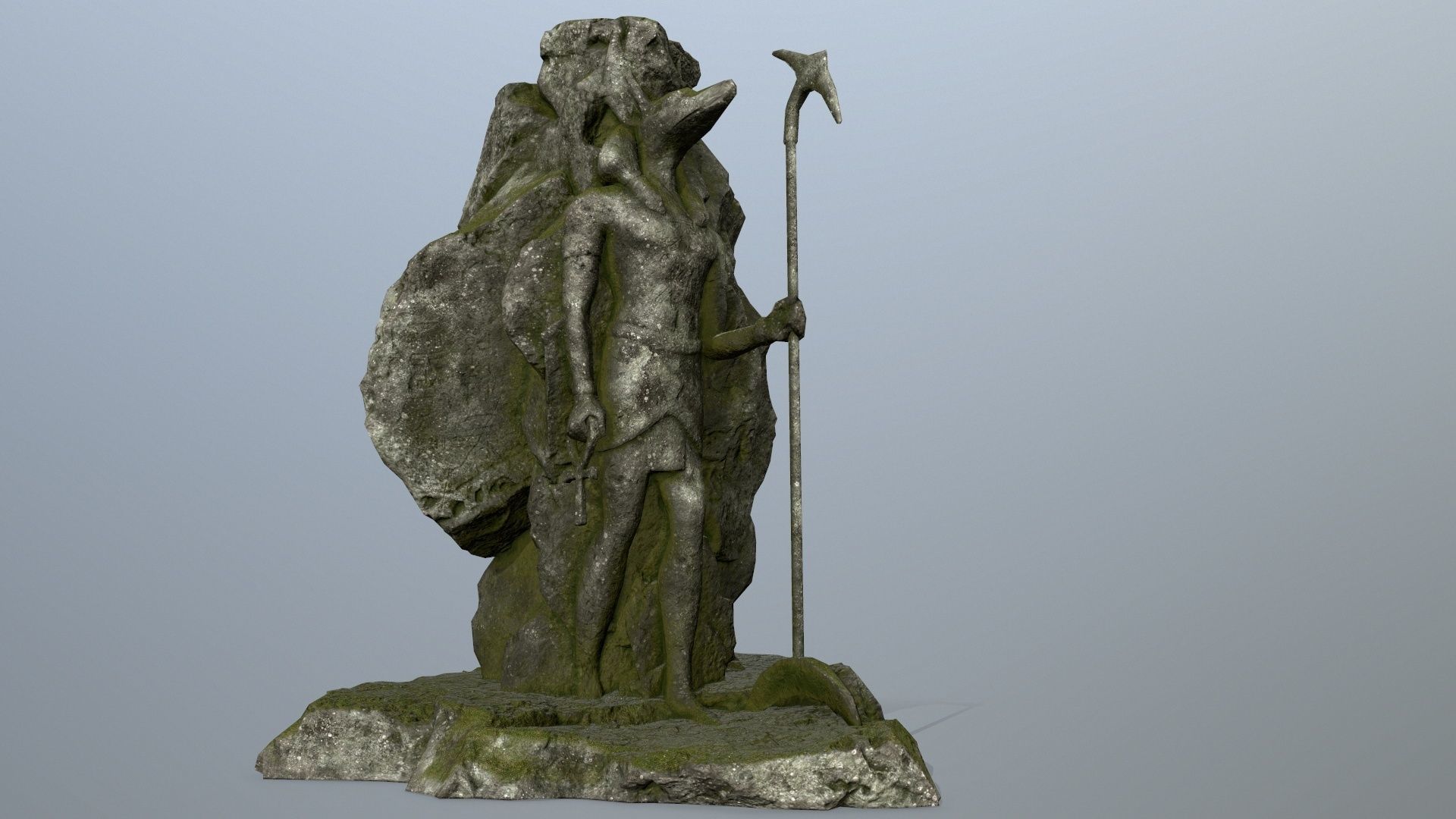 anibus statue of woman holding spear Low-poly 3D model_9