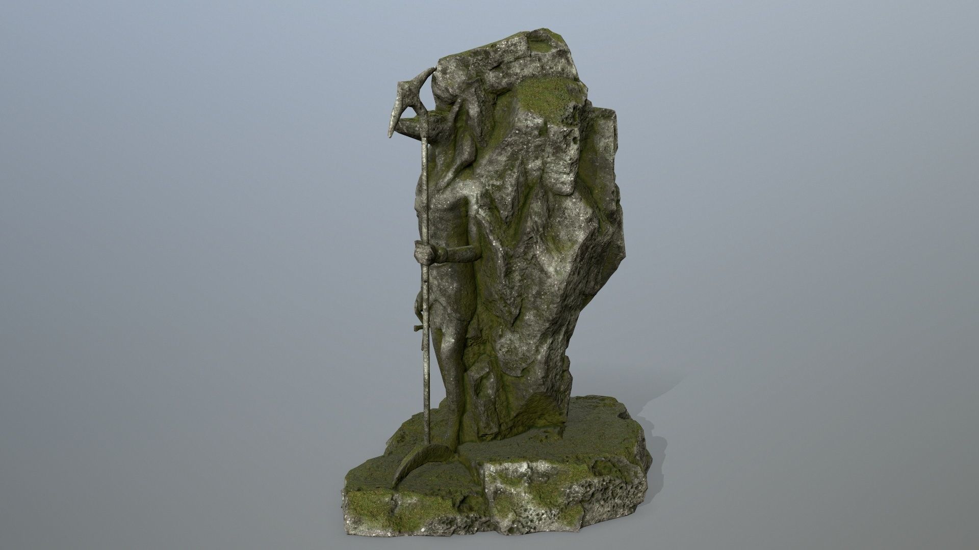 anibus statue of woman holding spear Low-poly 3D model_6