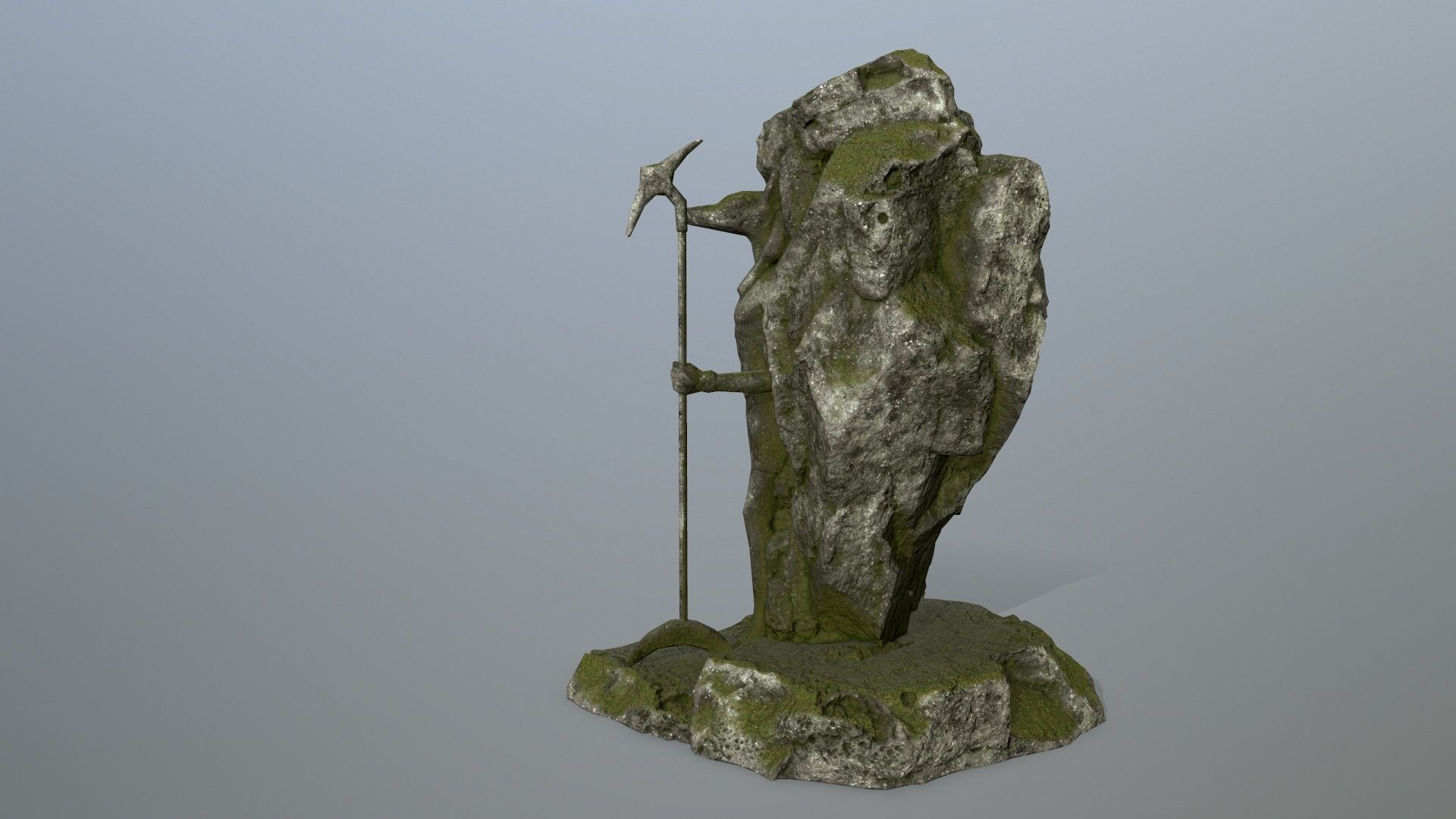 anibus statue of woman holding spear Low-poly 3D model_5