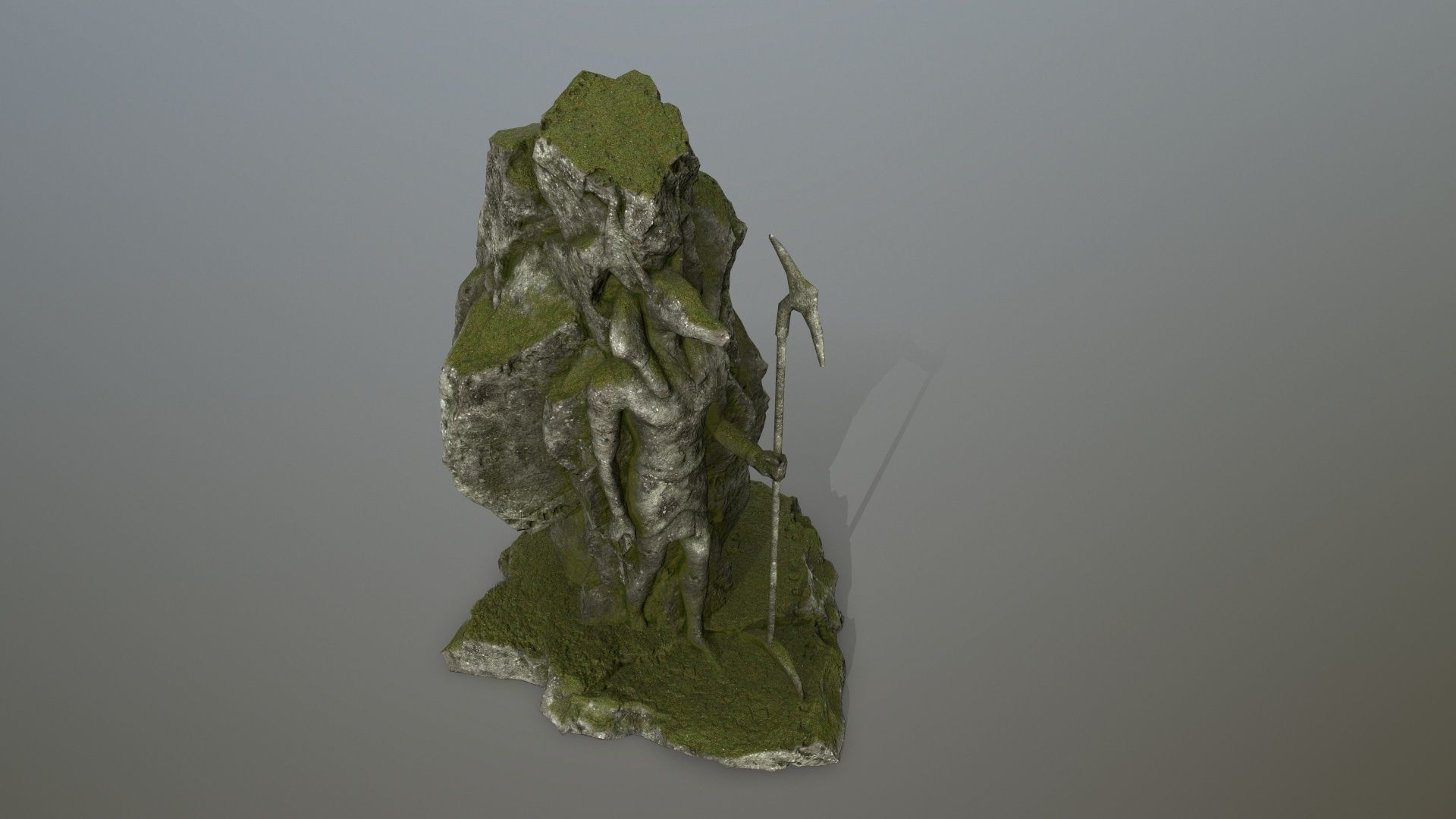 anibus statue of woman holding spear Low-poly 3D model_8