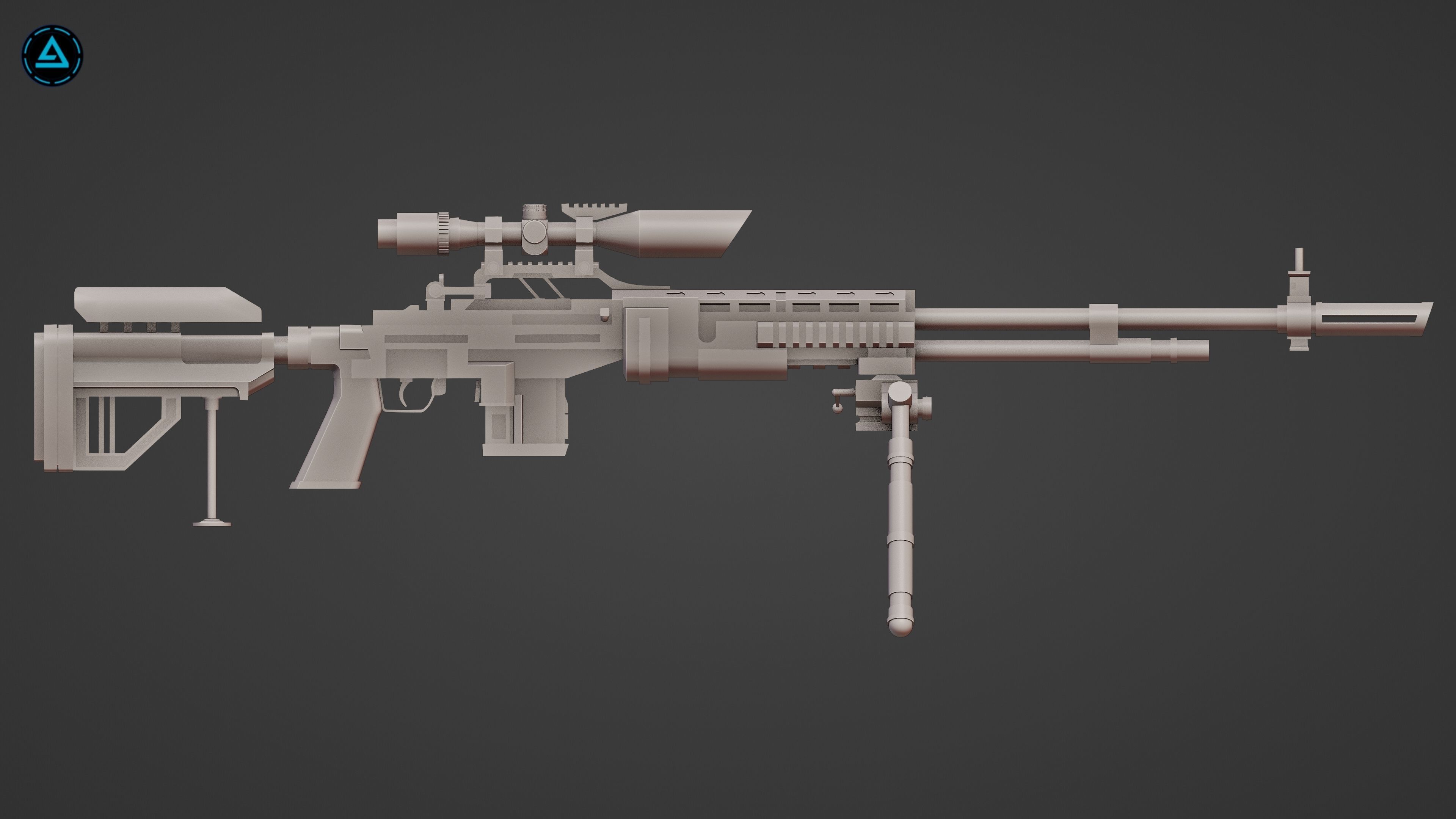 MKS 56X Sniper Rifle Low-poly 3D model_15