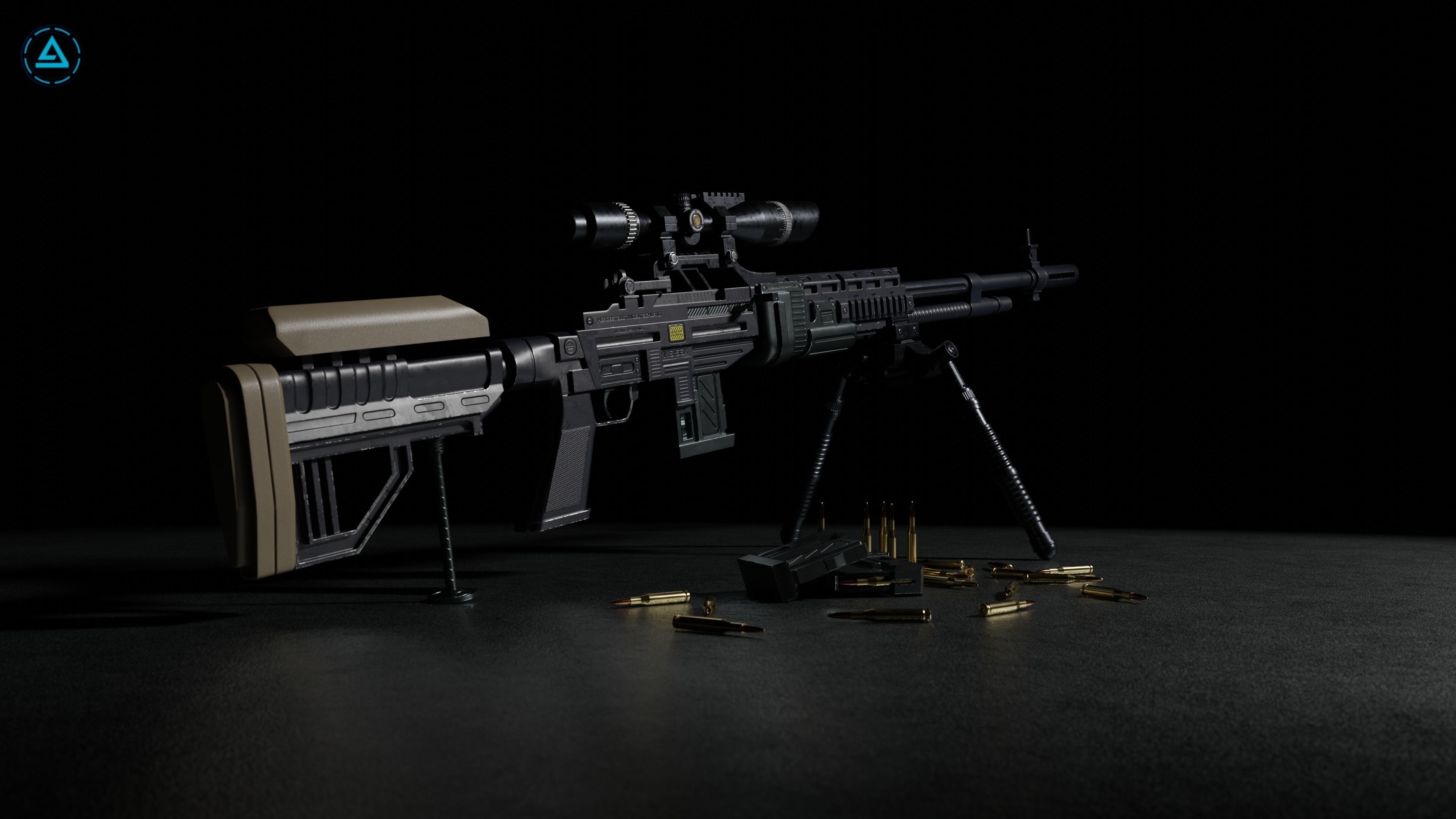 MKS 56X Sniper Rifle Low-poly 3D model_6