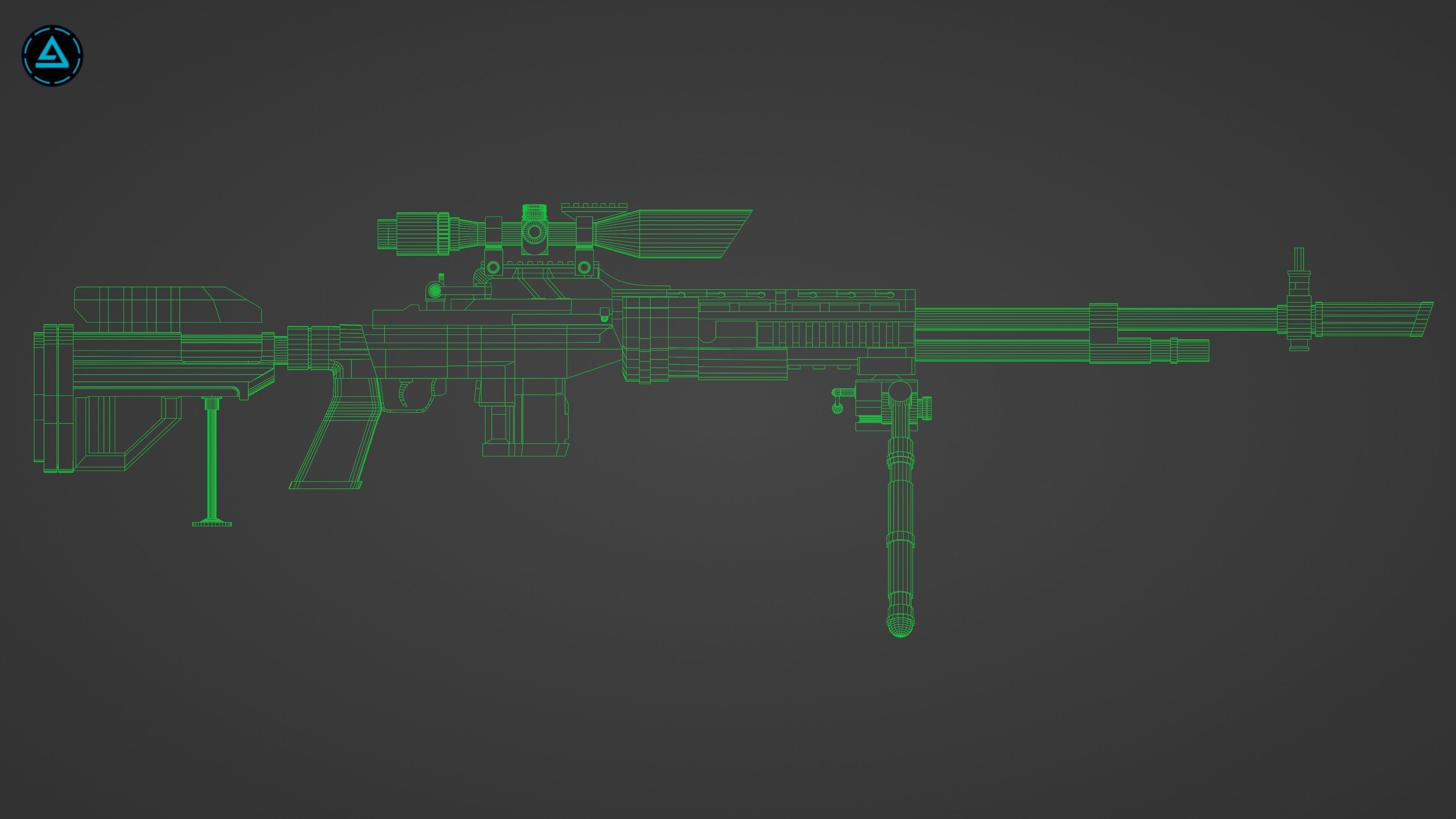 MKS 56X Sniper Rifle Low-poly 3D model_16