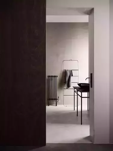 toilet bathroom with wooden door 3D model