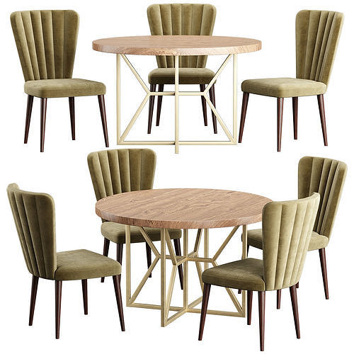 VEGA chair Hayes Round Acacia Dining Table 3D model