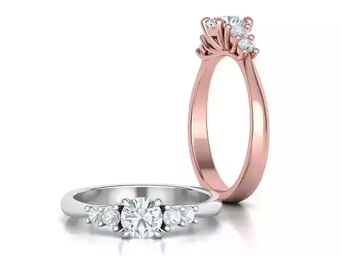 5 stone Classic Engagement ring 3dmodel 