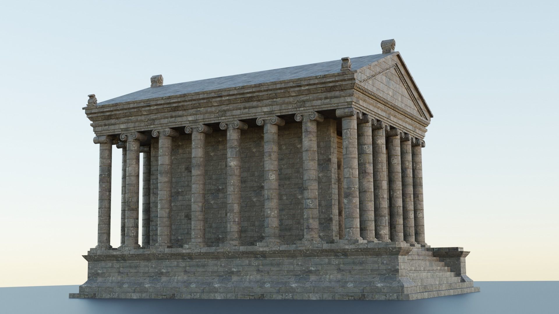 Greco-Roman Temple of Garni PBR game ready Low-poly 3D model_6