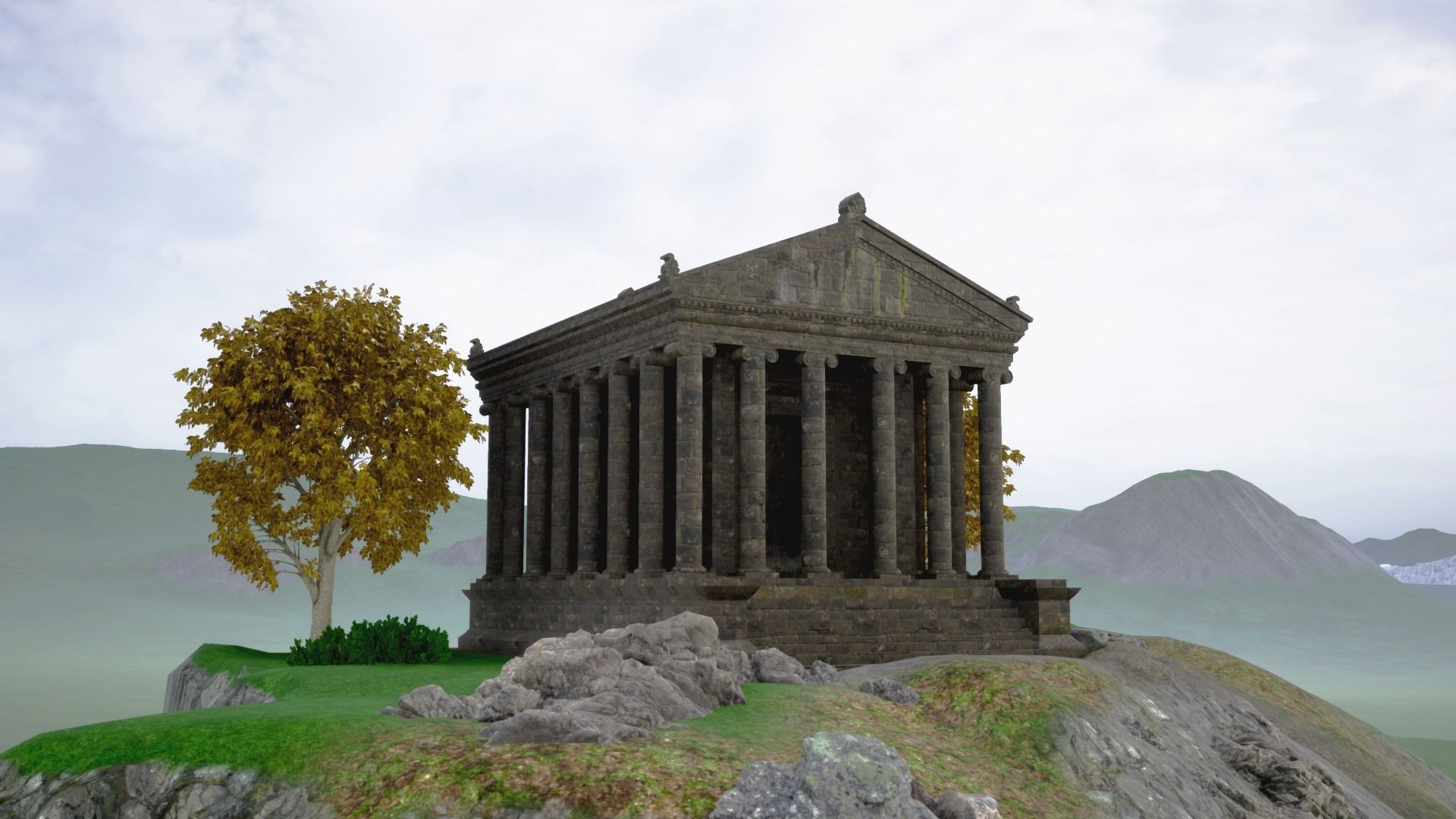 Greco-Roman Temple of Garni PBR game ready Low-poly 3D model_3