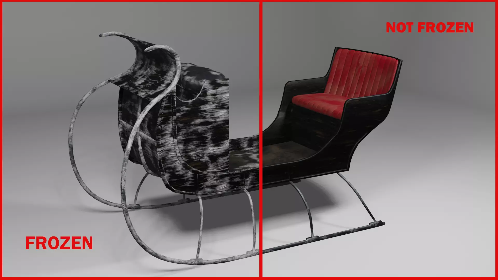 Frozen sleigh Low-poly 3D model_0