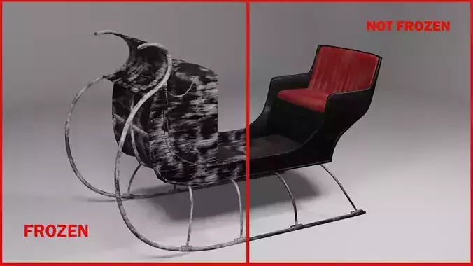 Frozen sleigh Low-poly 3D model