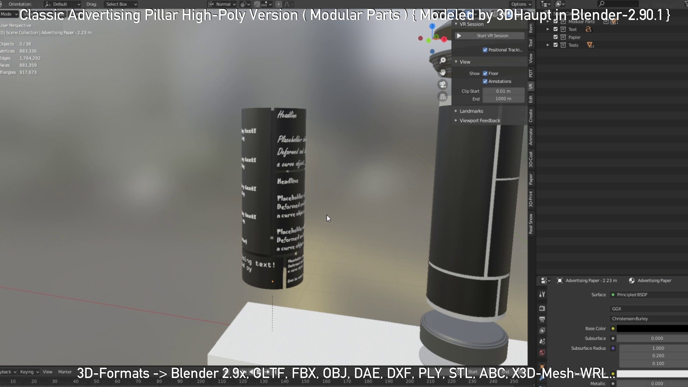 Classic Advertising Pillar High-Poly Version 3D model_28