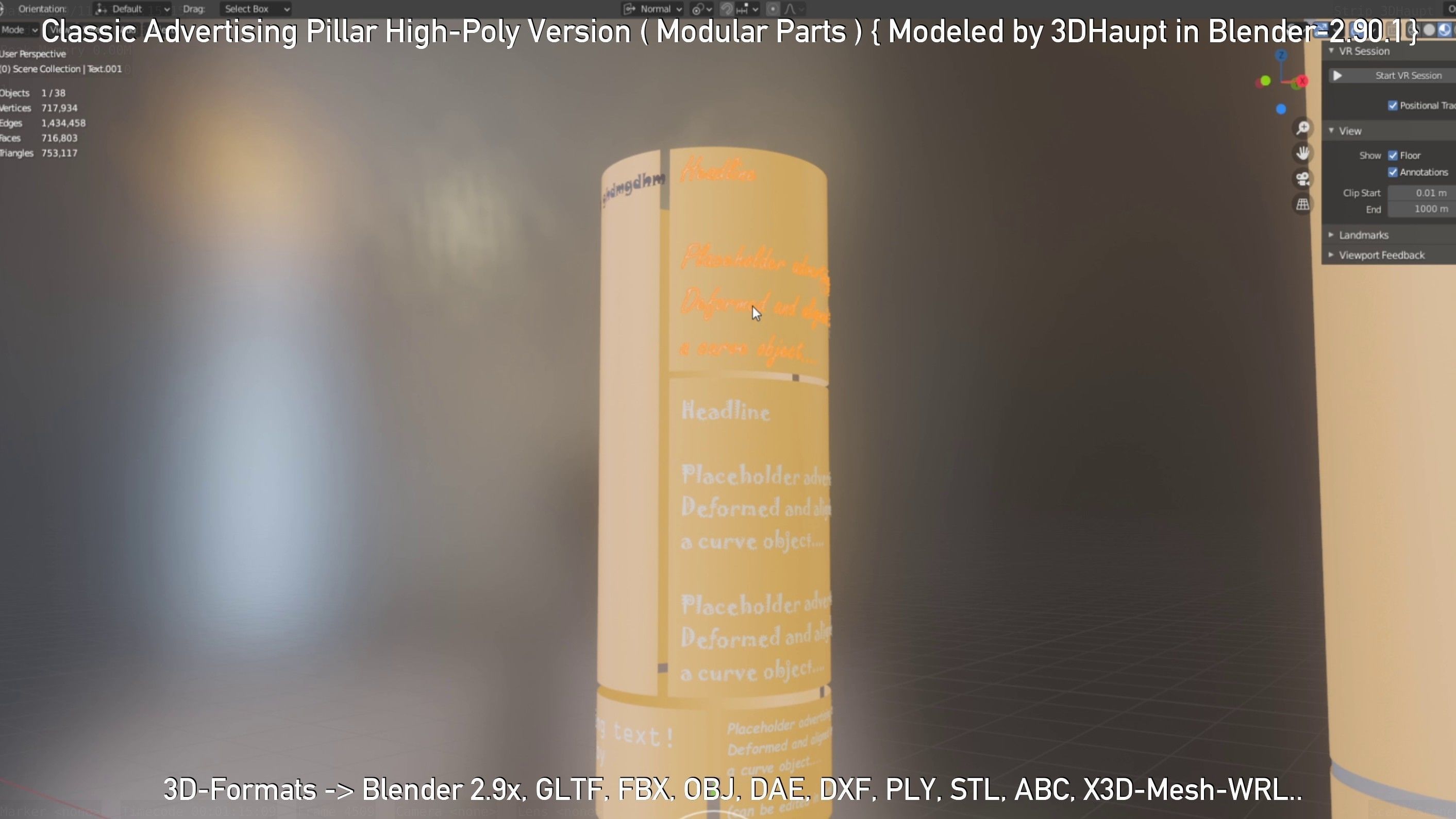 Classic Advertising Pillar High-Poly Version 3D model_29