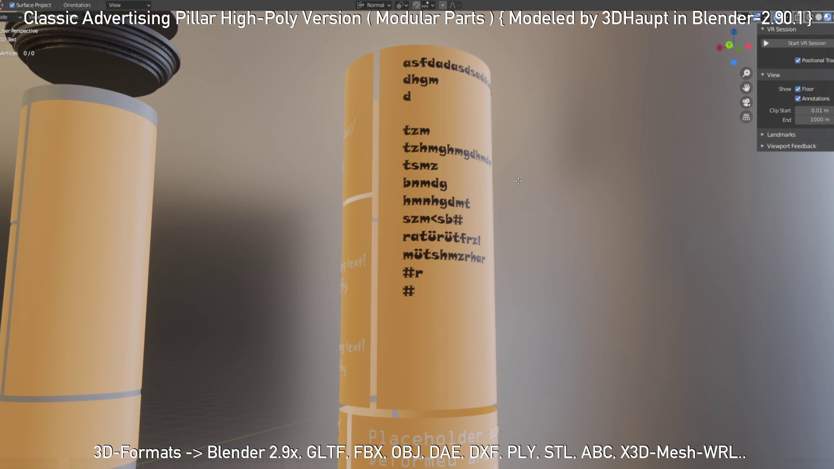 Classic Advertising Pillar High-Poly Version 3D model_116