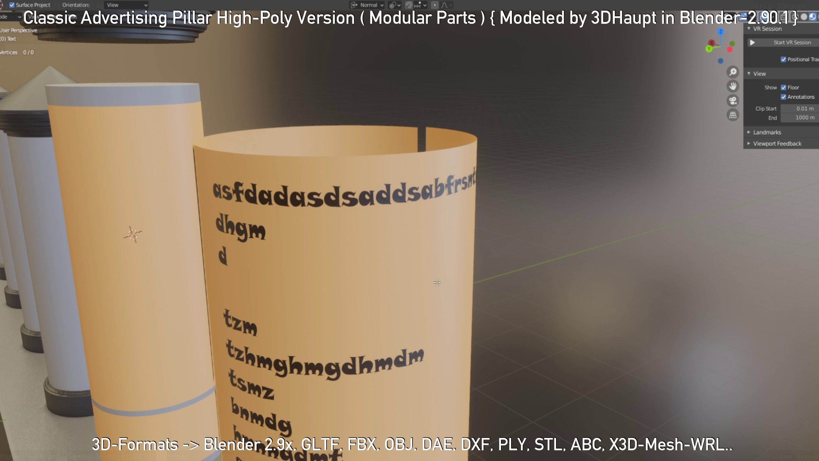 Classic Advertising Pillar High-Poly Version 3D model_73