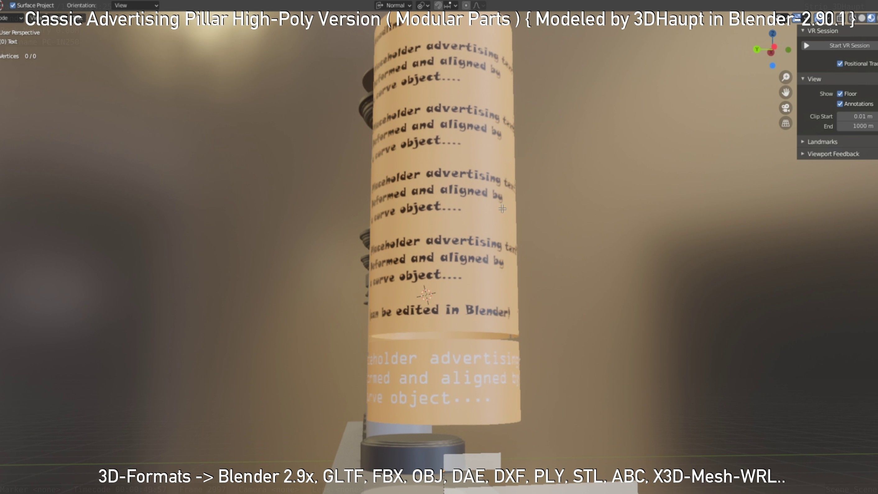 Classic Advertising Pillar High-Poly Version 3D model_100