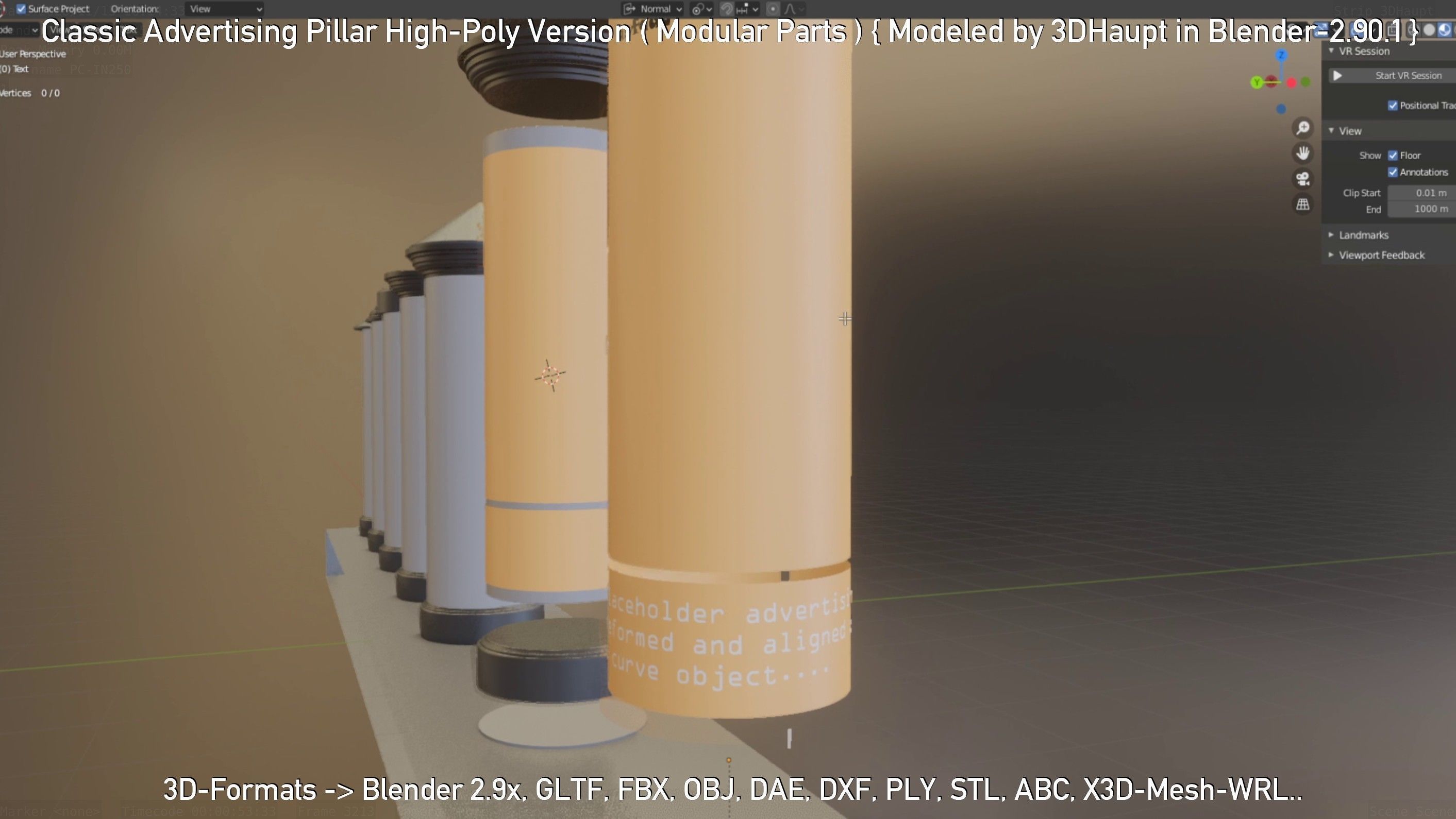Classic Advertising Pillar High-Poly Version 3D model_18